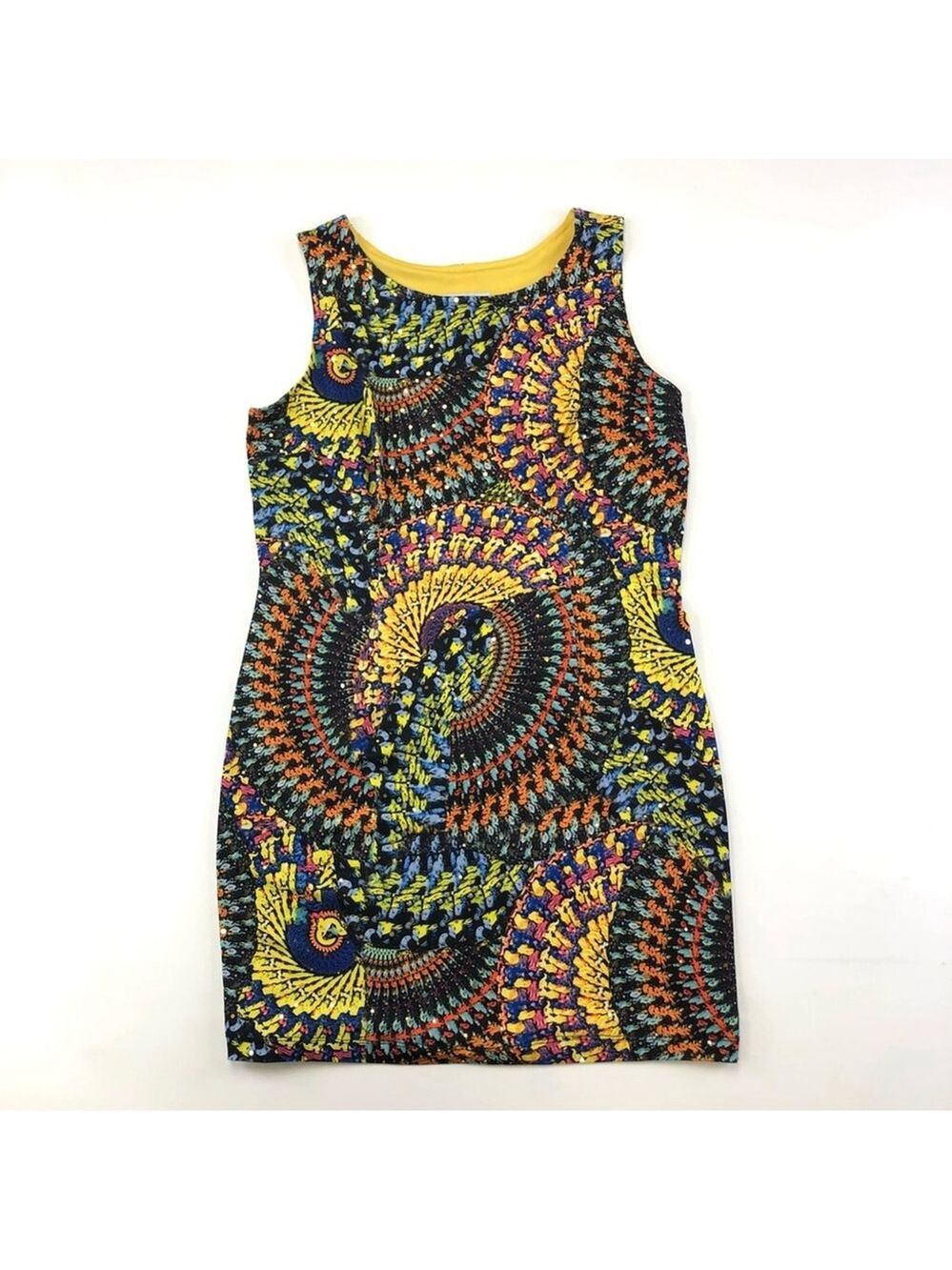 Joseph Ribkoff graphic bright print sleeveless sparkle dress Size 10Petite